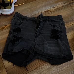 American Eagle Outfitters Charcoal Distressed Jean Shorts